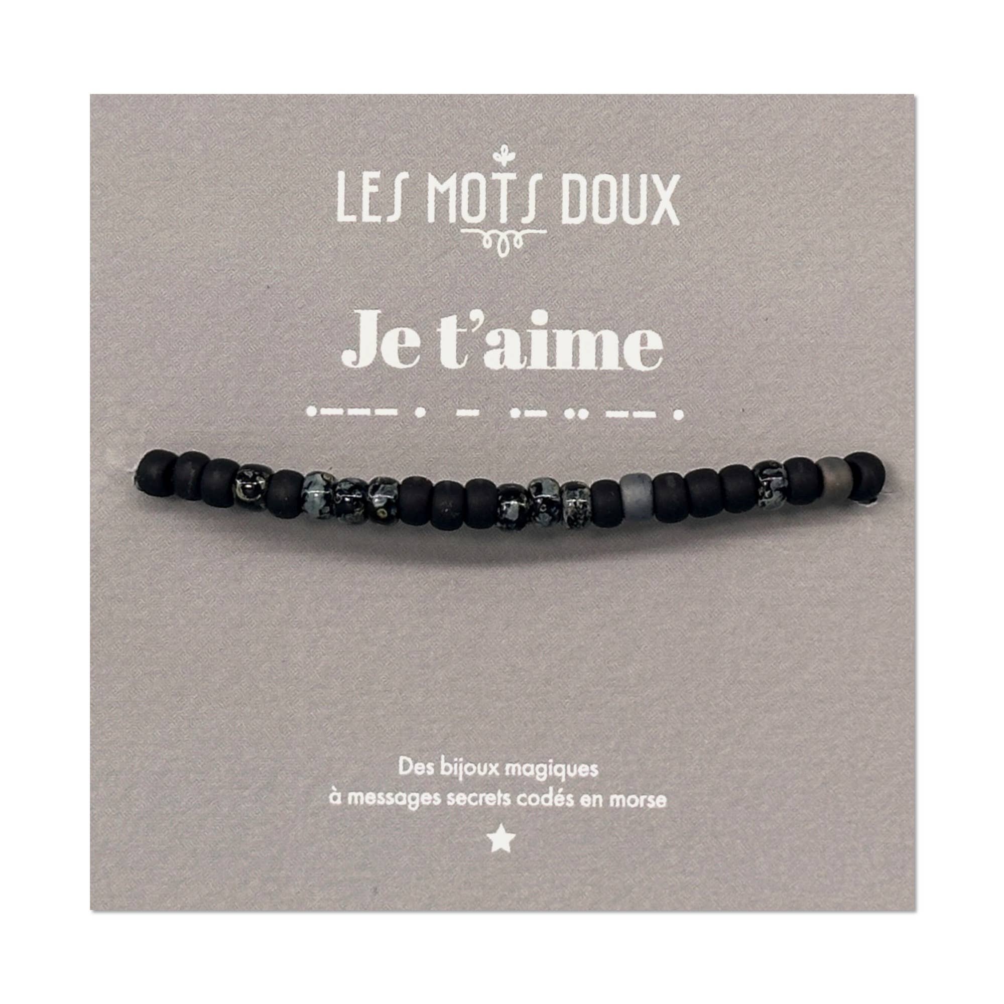 Les Mots Doux - Wholesale Beaded Bracelet - Morse code: Je t'aime men's bracelet1