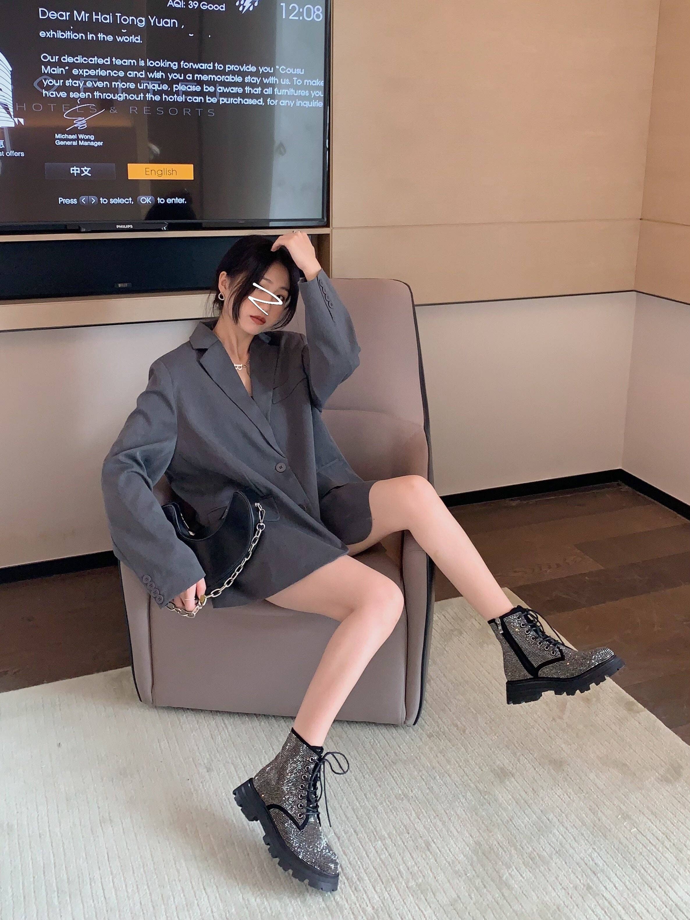 Ole - Vente Rangers/chaussures militaires – femme - Botte Martens en strass SH00781