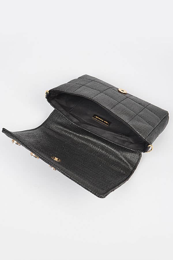 Shop Neighbors - Wholesale Crossbody Bag - Women's - Linen Crossbody Bag W/Big Rhinestone4