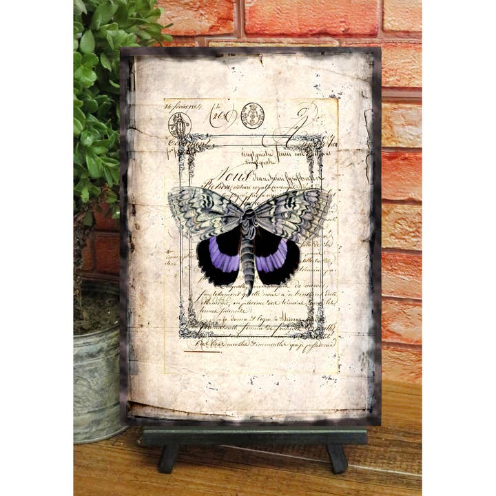 Collage Butterfly Junk Journal Page Metal Sign 8x12 for wholesale by Bad Bunny Designs