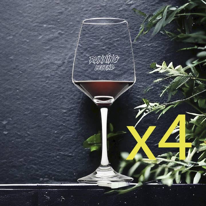 Running Legend 12oz Premium Wine Glasses x4 Gym Humor for wholesale by Texan Customs