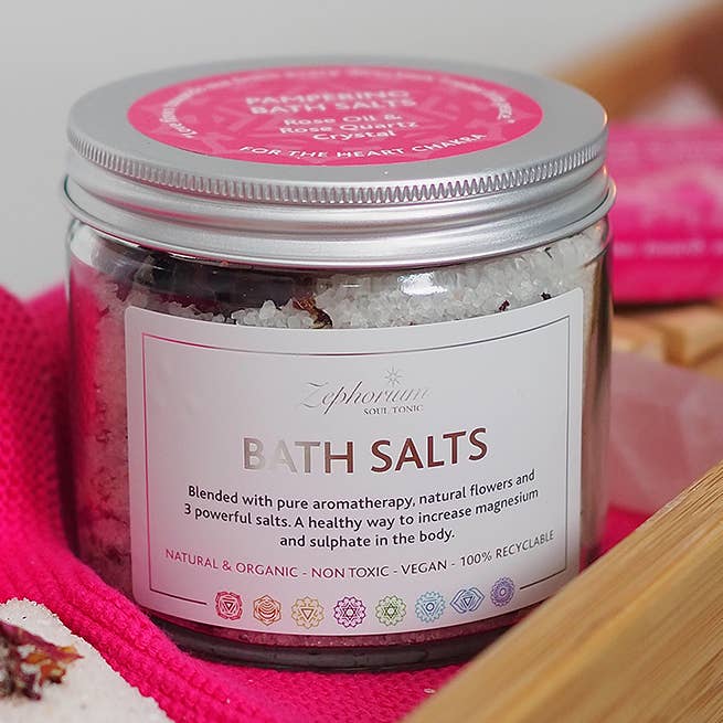 Verwöhnendes Aromatherapie-Badesalz mit Rosenöl für den Großhandel von Zephorium Soul Tonic