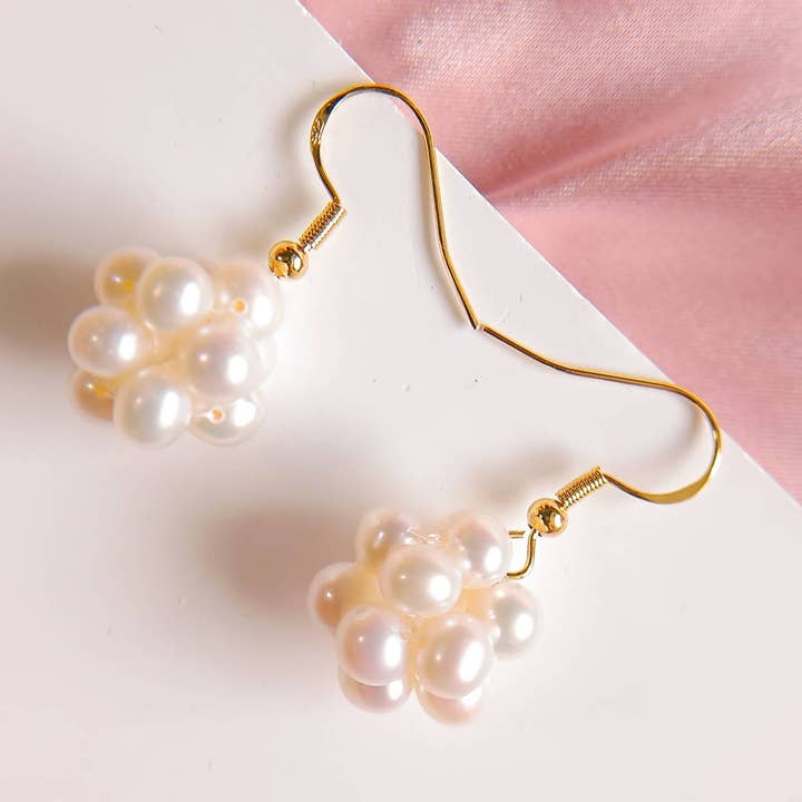 Floral Embrace Beaded Hook Earrings for wholesale by Pompon La Tulipe