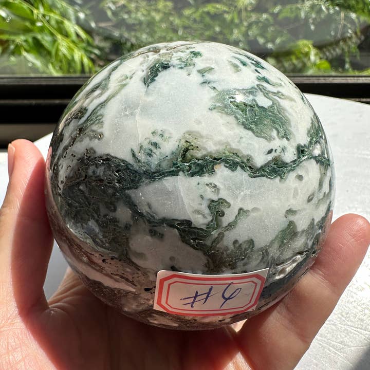 Moon Rituals - Wholesale Spiritual stone/crystal - Large Natural Moss Agate Sphere | Grounding & Nature Connection Crystal - christmas crystal gift #412