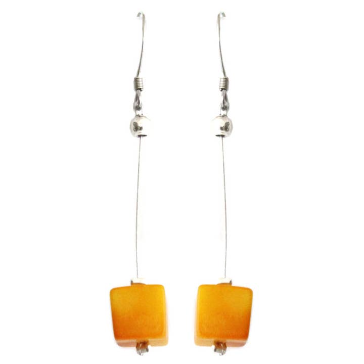 Muichic Natural Jewelry - Wholesale Dangle Earrings - Cubes Tagua Earrings Handmade Fairtrade Lightweight1
