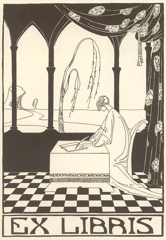 Found Image Press – wholesale Magnet – Magnet LT-179 Ex Libris, Woman Writing in Book0