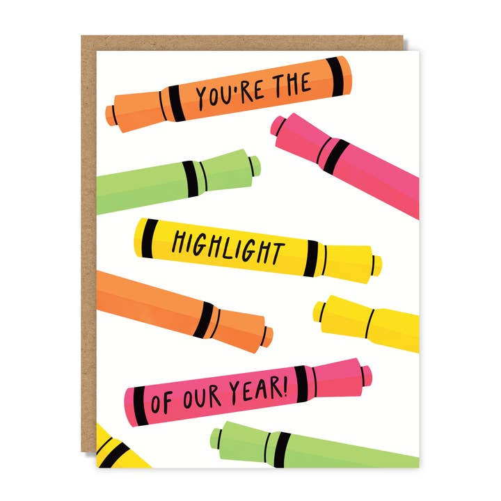 You're the Highlight of Our Year Teacher Appreciation Card for wholesale by Tiny Buffalo Designs Co.