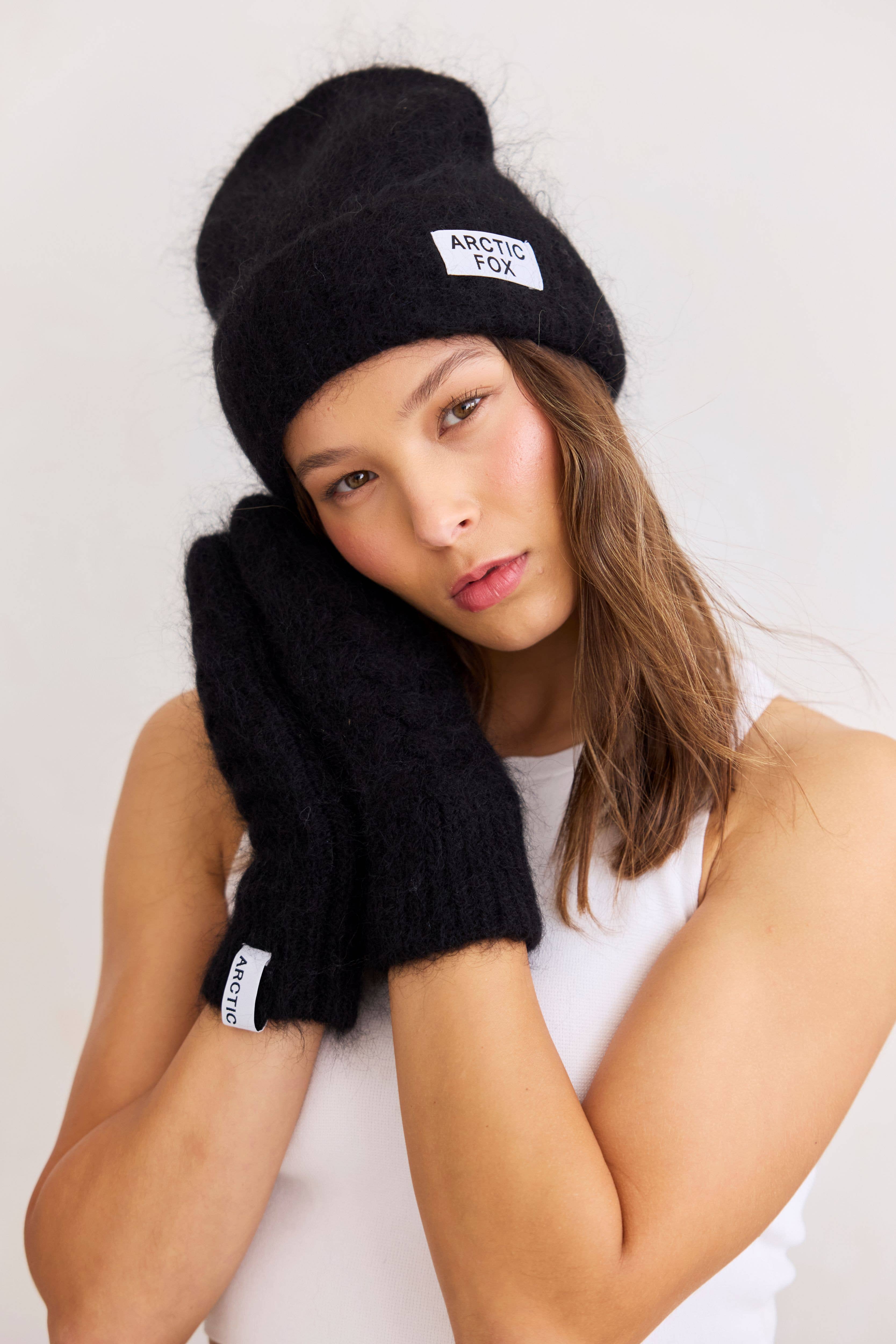 Arctic Fox & Co. - North America - Wholesale Mittens - Women's - Mohair Mittens - Black - FW253