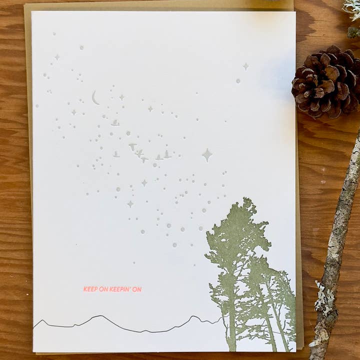 Keep on Keepin on Letterpress Greeting Card for wholesale by Lark Press