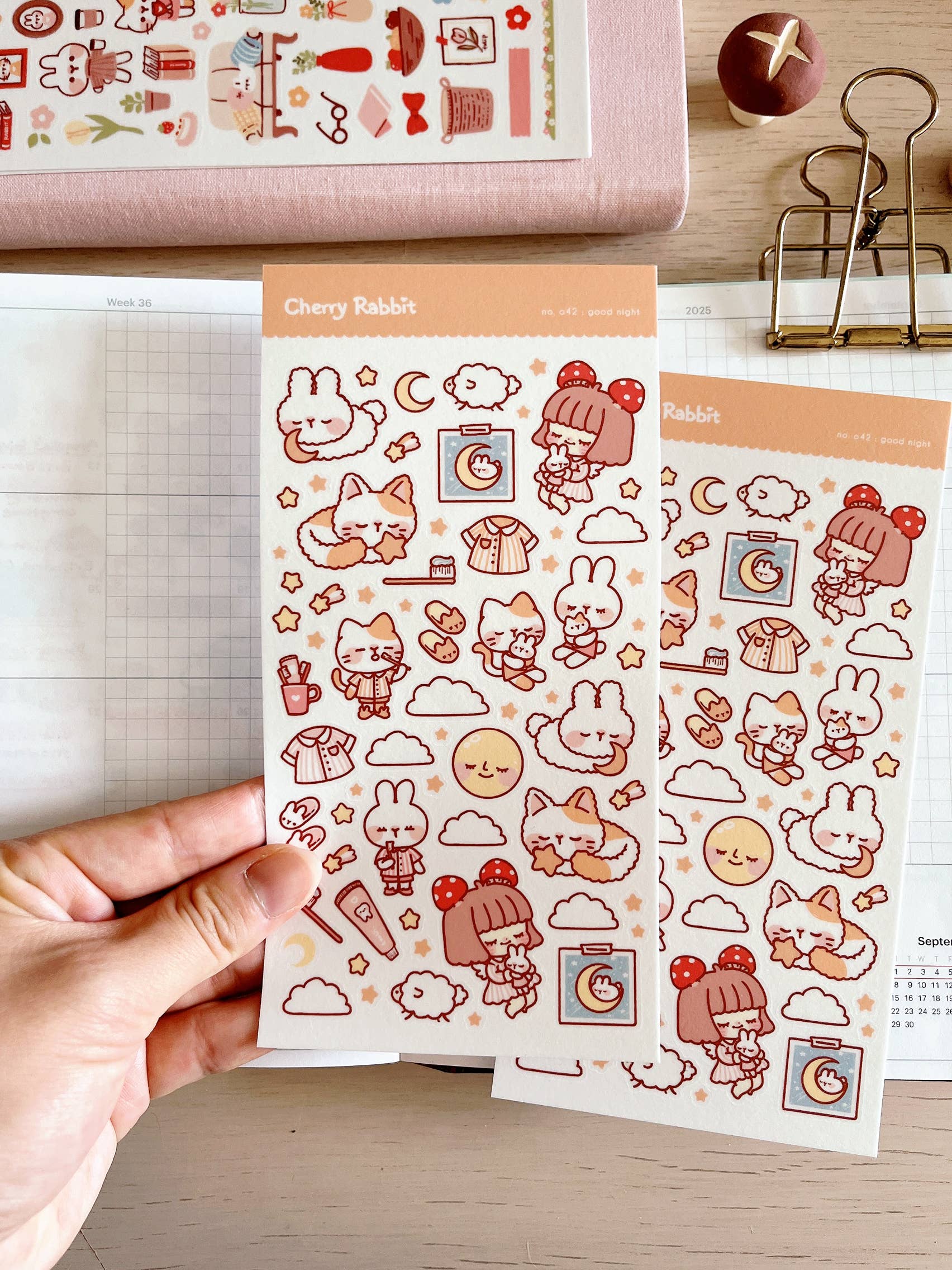 Cherry Rabbit – Engroshandel Klistermærke – Godnat klistermærkeark nr. 0423