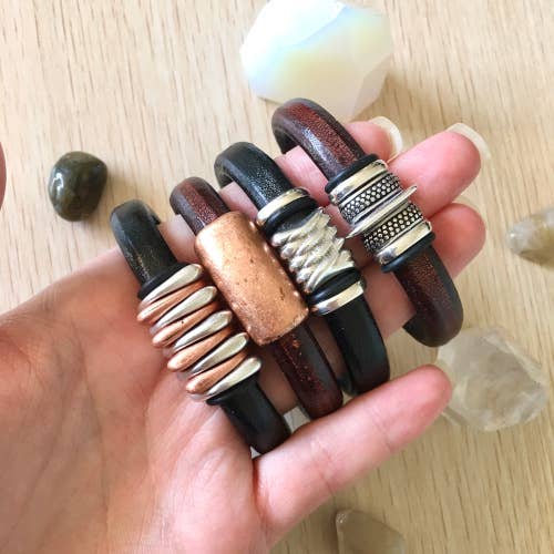 The Essence of Silver - Venta al por mayor Brazalete - Pulsera de cuero para hombre, pulsera para mujer, norte, cobre2