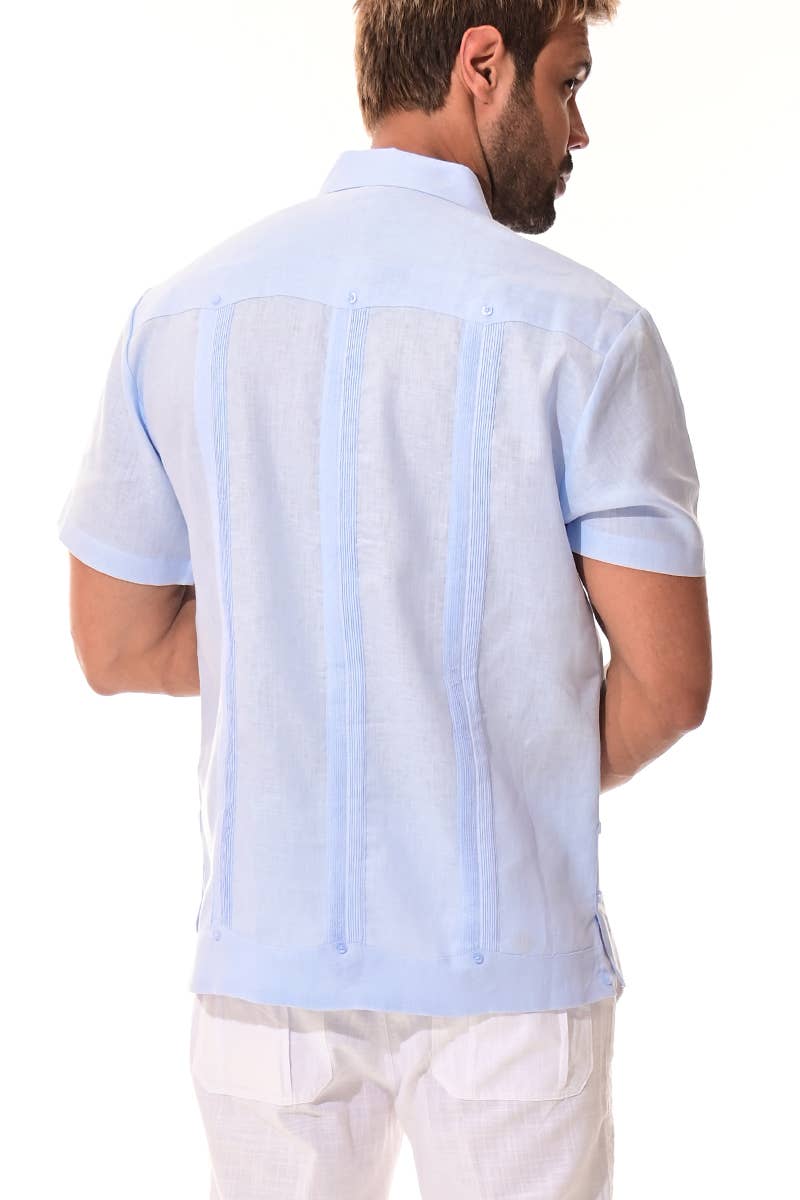 Azucar & Bohio - Wholesale Button Down Shirt - Men's - Men's Guayabera S/S Shirt 100% Linen Traditional-A-LS39912