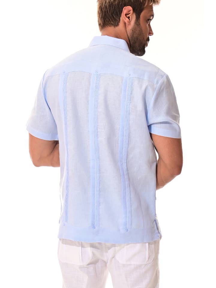 Azucar & Bohio - Wholesale Button Down Shirt - Men's - Men's Guayabera S/S Shirt 100% Linen Traditional-A-LS39912