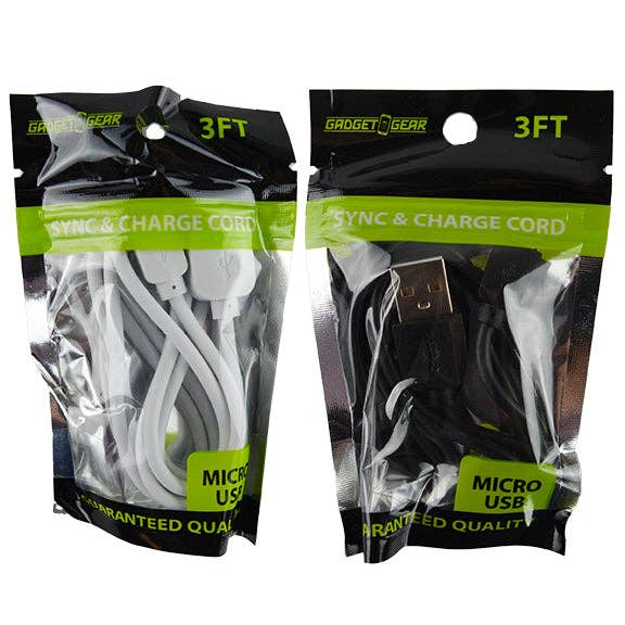 Gadget Gear Micro USB 3FT Charging Cable Assortment - 6/Pack for wholesale by Novelty Brands
