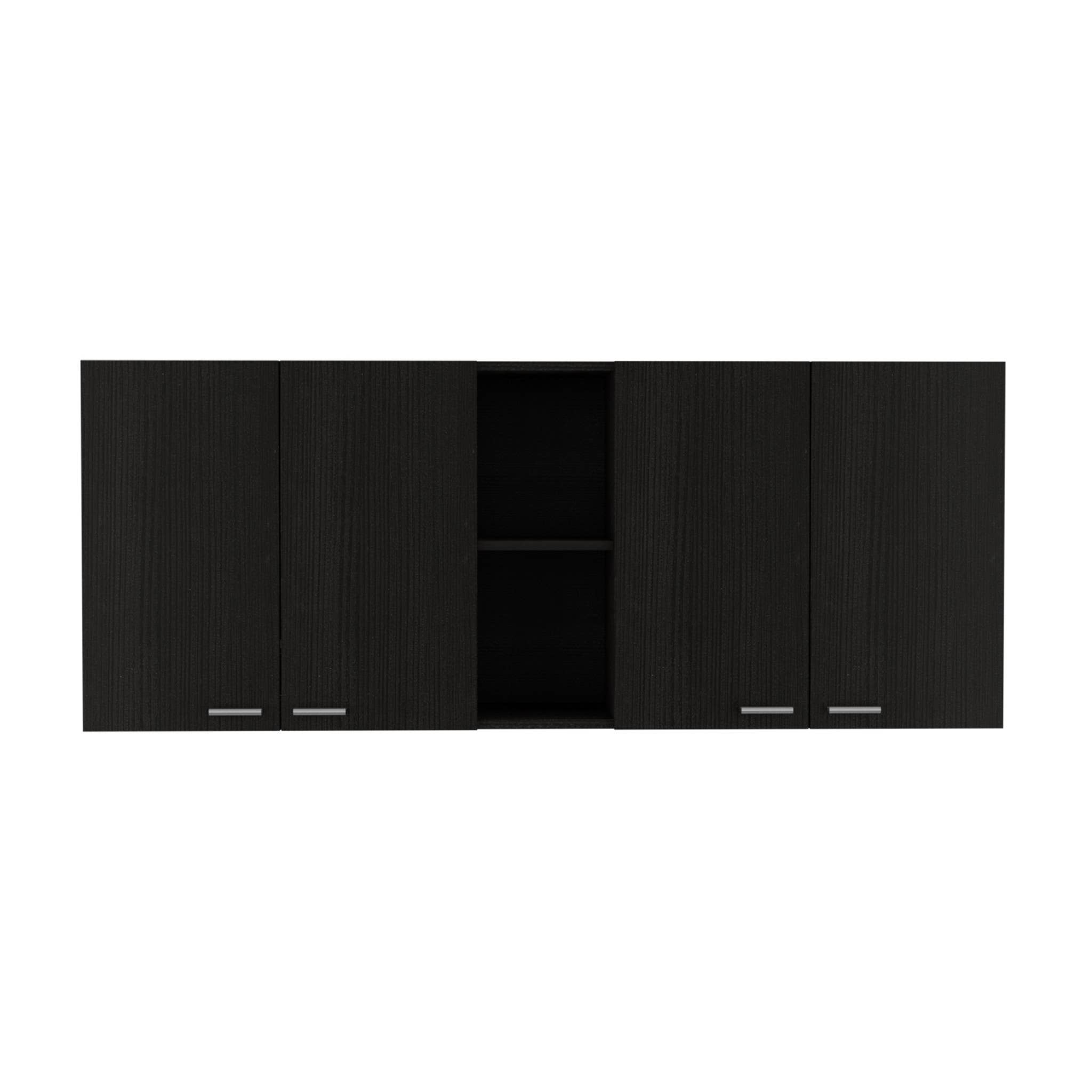 HomeRoots - Wholesale Kitchen Storage/Organizer - 59" Black Wood Wall mounted Accent Cabinet With Five Shelves1