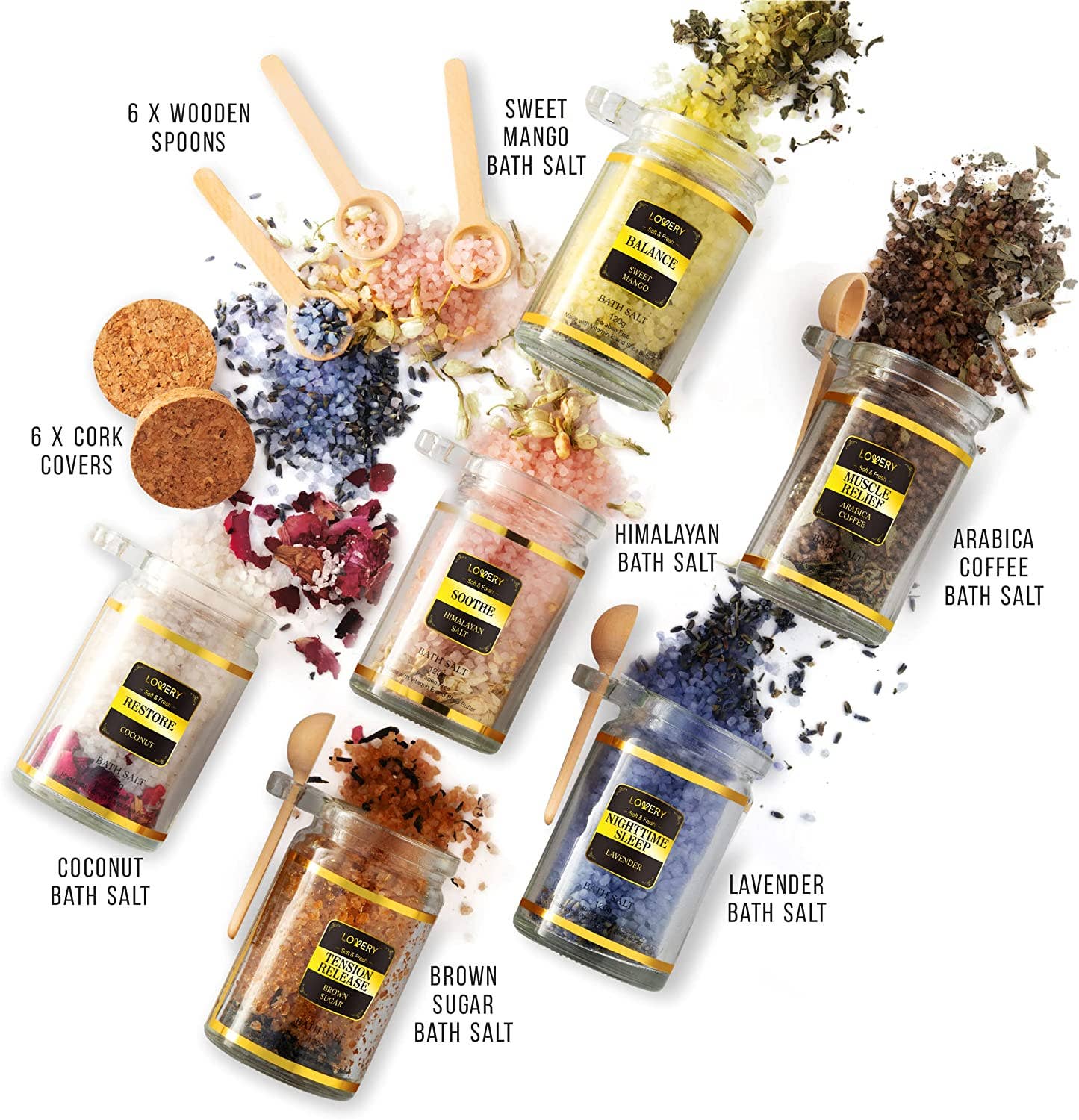 Lovery - Wholesale Bath Salts - Bath Soaks, Relaxing Spa Salt with Essential Oils & Herbs1