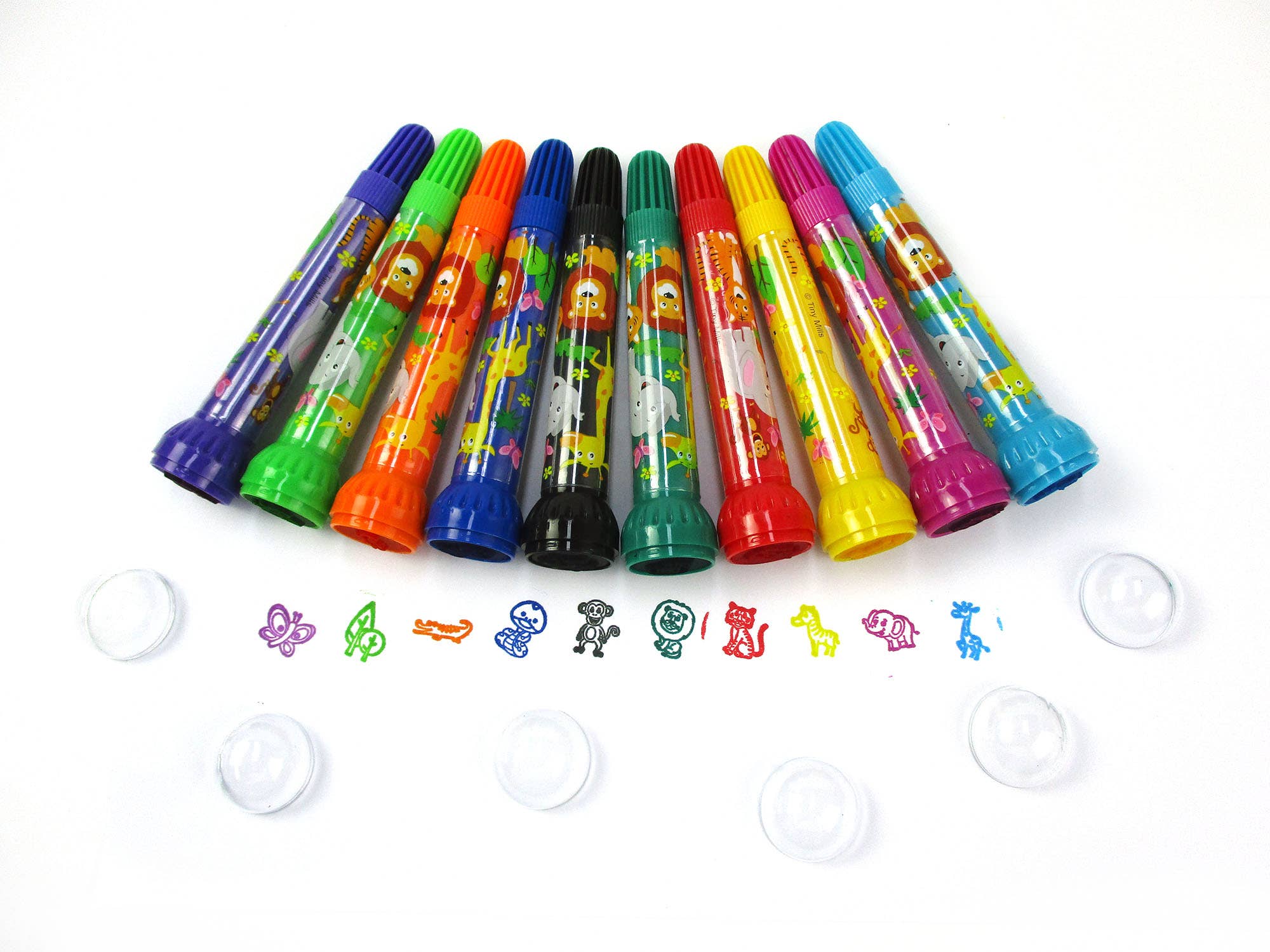 Tiny Mills - Wholesale Markers - Kids & Baby - Safari Zoo Animals Stamp Marker Set - Set of 102