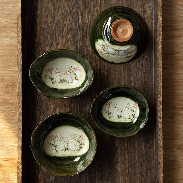 MinoCraft - Wholesale Bowl - Seto-yaki bowl with Oribe rabbit design4