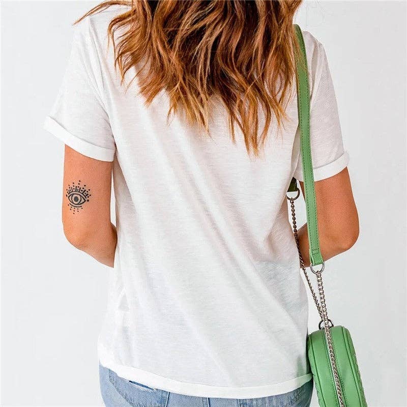 WHITE Basic Round Neck Short Sleeve T-Shirt for wholesale on Faire4