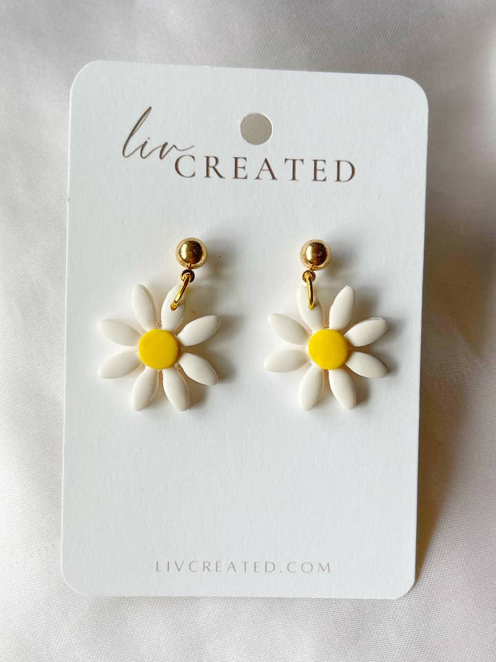 Daisy | Handmade Polymer Clay Earrings for wholesale by LivCreated