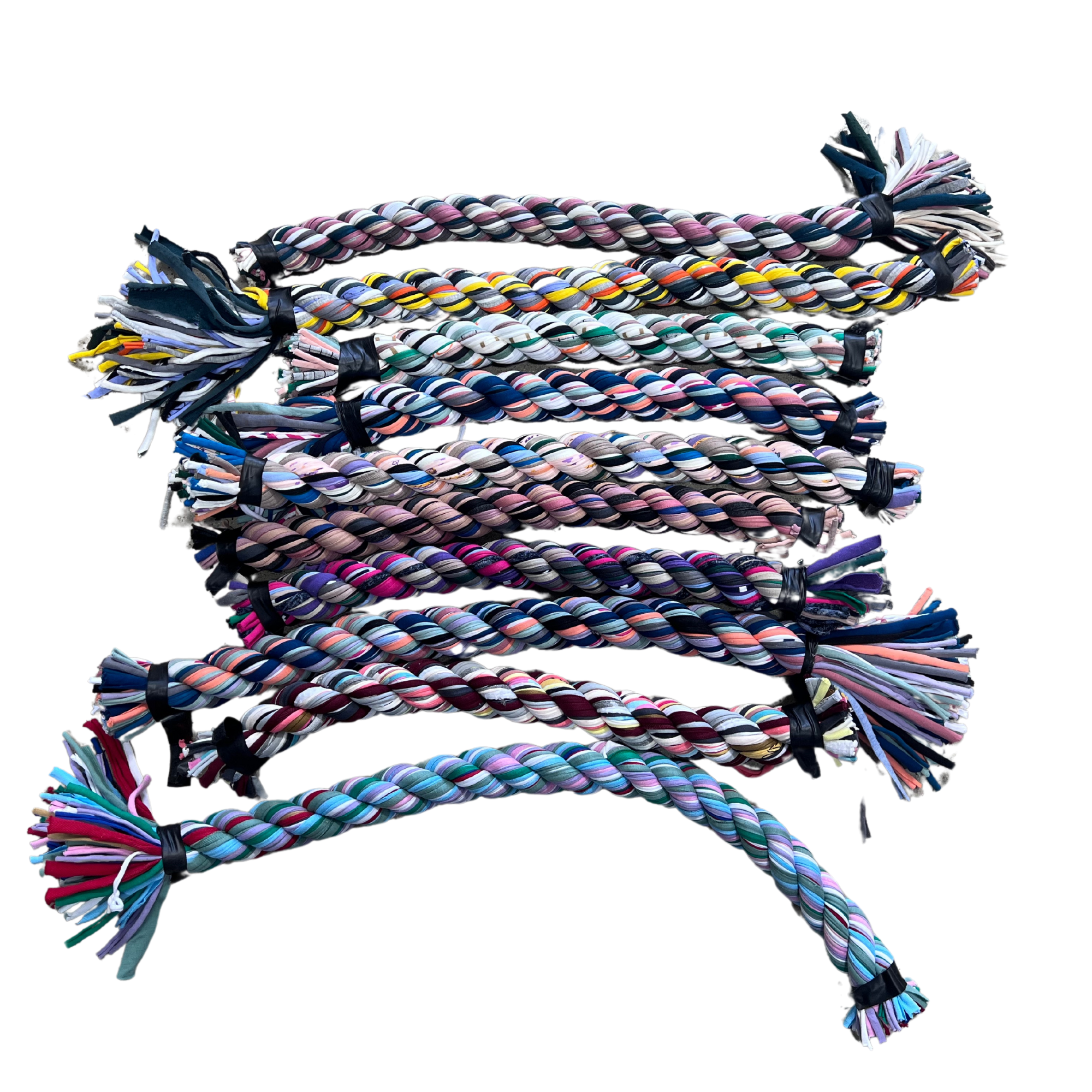 Shreds + rerope - Wholesale Yarn - Thick T-Shirt Rope Scrap - 18" Minimum Length 2" Diameter0