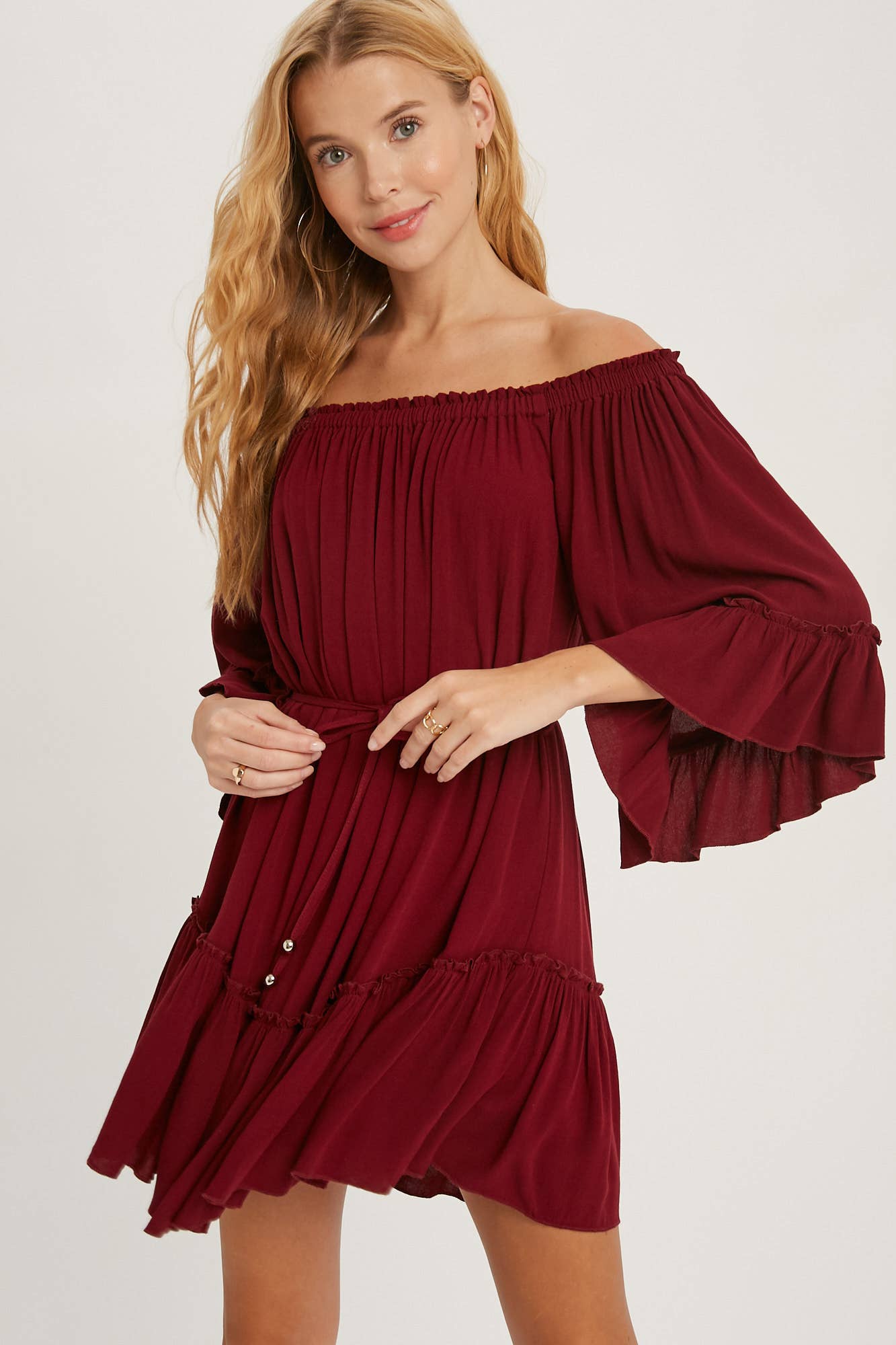 Bluivy - Wholesale Dress - Women's - RUFFLED SOLID BOHO DRESS42