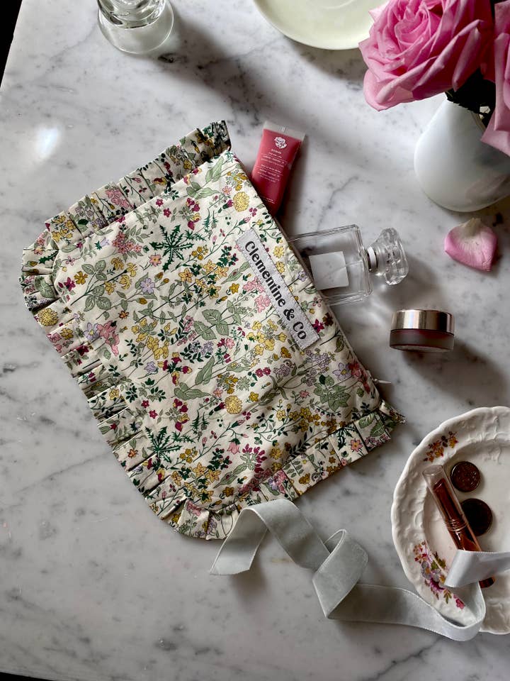Field Flowers Liberty Organic Tana cotton lawn pouch for wholesale by Clementine & Co