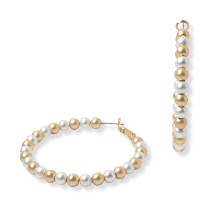 SOPHIA WHOLESALE - Vendita all'ingrosso Orecchini a cerchio - Orecchino a cerchio rotondo da 4 mm con perline a sfera da 50 mm0