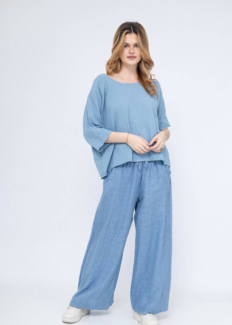 LINEN & COTTON HOUSE – Engroshandel T-shirt – til kvinder – Crop-top i bomuld og hør, bedst sælgende model 101114