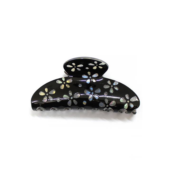 Girly - Wholesale Hair Clip - Women's - MARBLED ACRYLIC FLORAL HAIR CLIP