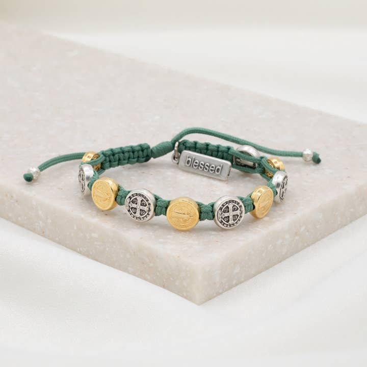 My Saint My Hero - Wholesale Beaded Bracelet - Benedictine Blessing Bracelet - Mixed Metals2