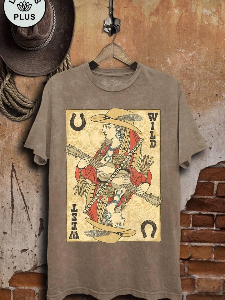 Wild West Poker Queen Graphic Top for wholesale by Lotus Fashion Collection