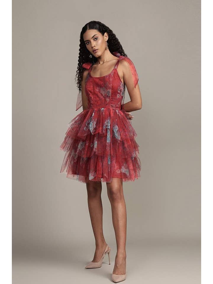 Sava Mini Dress in Red Print for wholesale on Faire