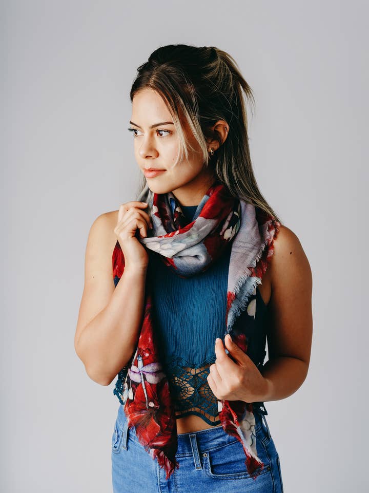 Rode wollen sjaal - wintersjaal voor wholesale door Silk Squirrel