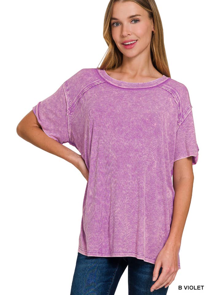 42POPS – Großhandel Strickoberteil – Damen – Geripptes Kurzarm-Oberteil mit Bootsausschnitt.20