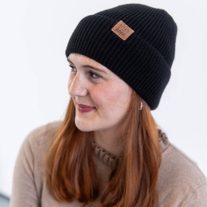 Unisex Ribbed Knit Beanie - Black for wholesale by Headbands of Hope | One Purchased One Donated