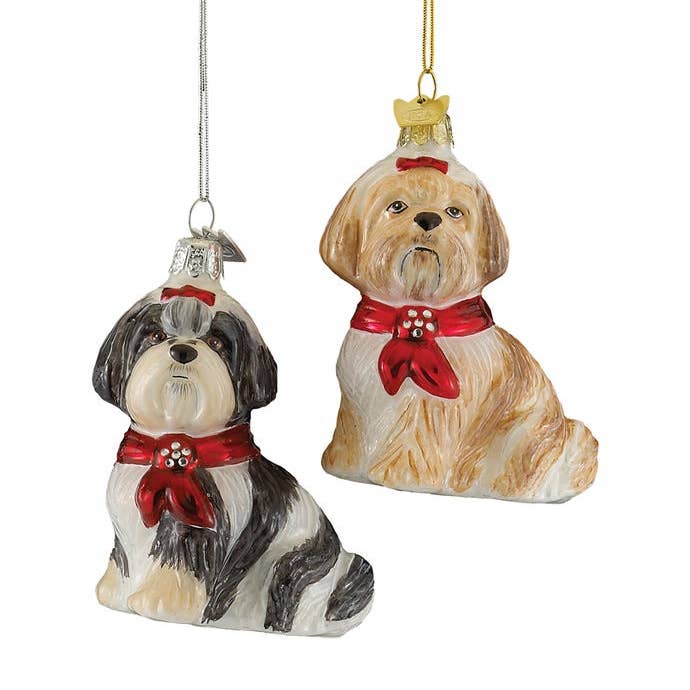 3.5"NOBLE GEMS SHIH TZU ORN 2/A for wholesale by Kurt S. Adler, Inc.