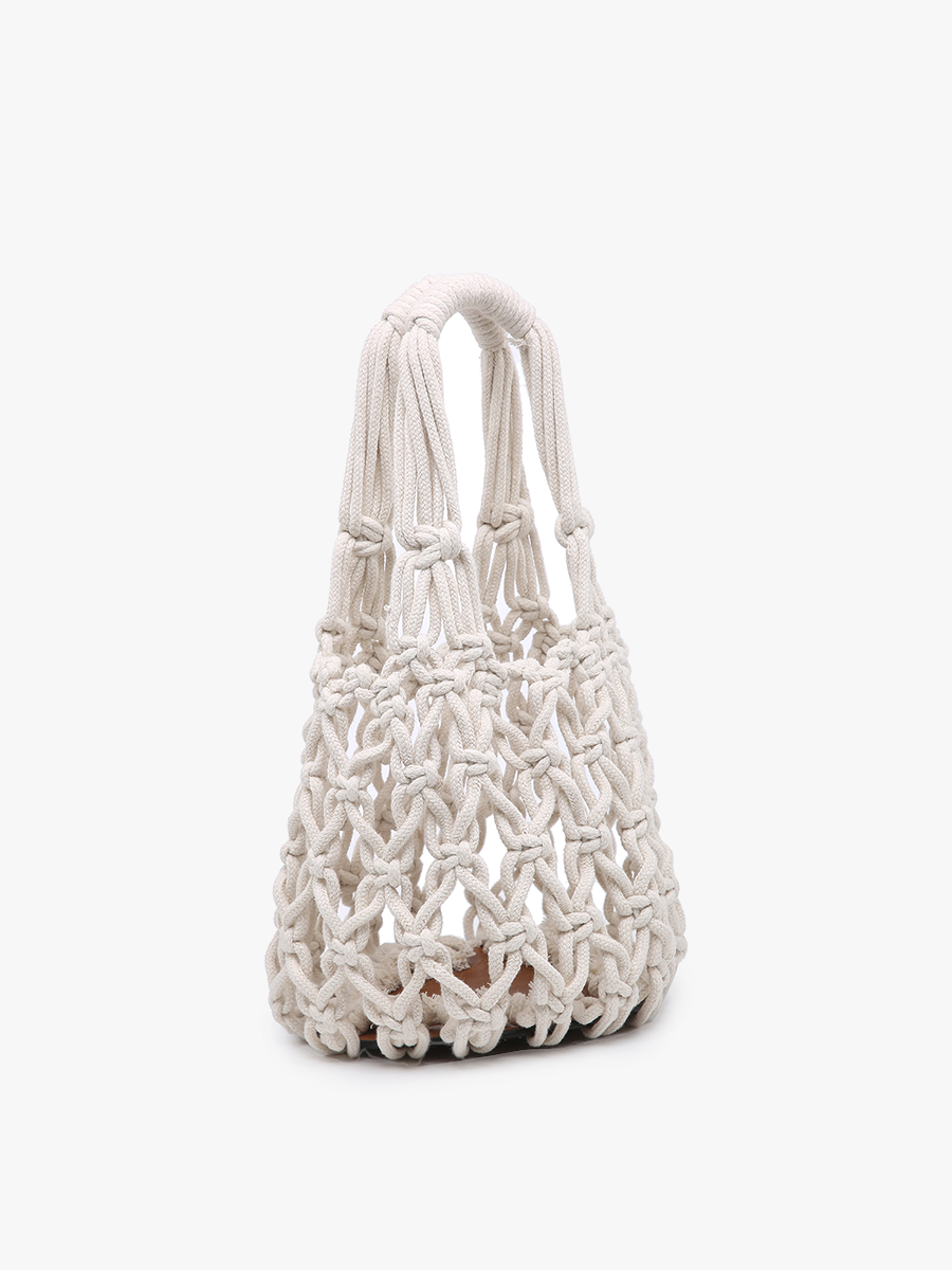 Jen & Co. - Wholesale Top Handle Bag - Women's - N2003 Colbie Macrame Mini Bucket Bag w/ Vegan Leather Base2
