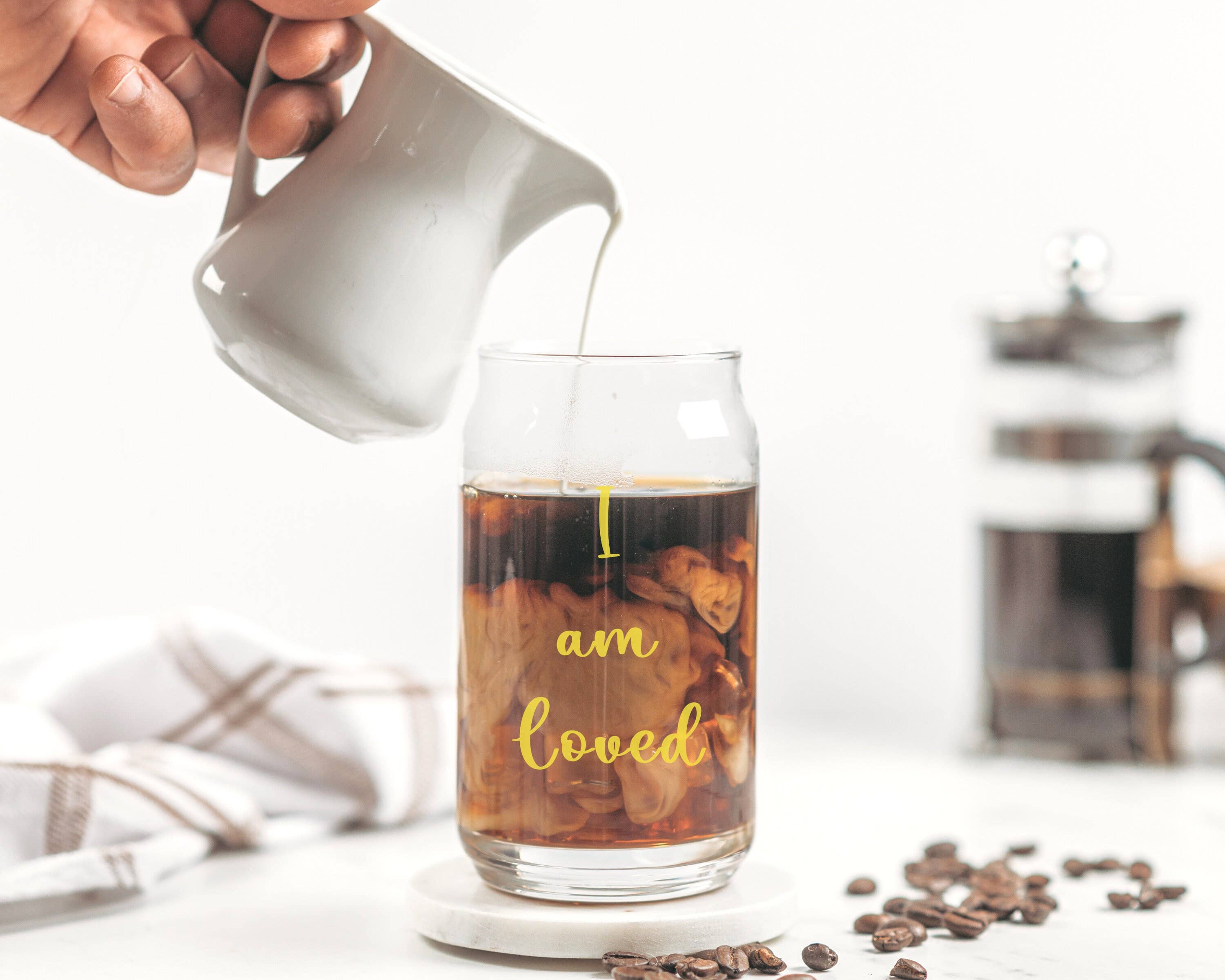 Bodhi Life Design - Wholesale Drinking Glass/Cup - I am Loved Affirmation Beer Can Glass, 16oz3