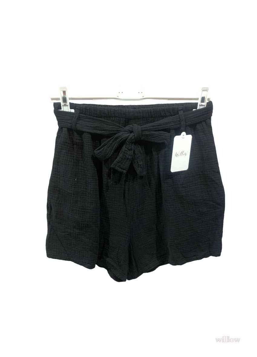 Moonsun - Vendita all'ingrosso Pantaloncini - Donna - Shorts in garza di cotone #2305 con cintura0