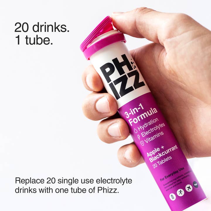 Phizz - Vente Supplément oral/vitamine - Phizz 20 comprimés effervescents 3 en 1 - Pomme et cassis