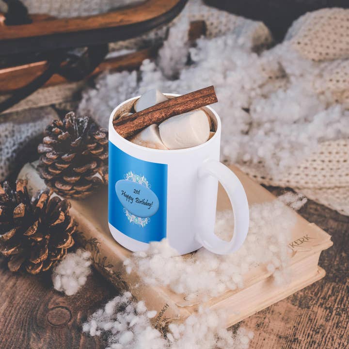 3dRose - Wholesale Coffee Mug - 3dRose, Blue 21st Birthday, Mug11