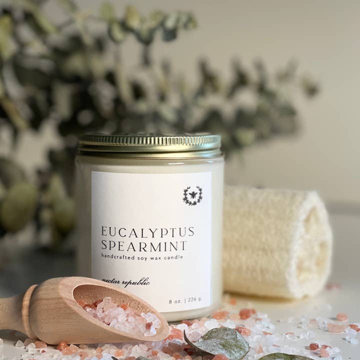 Nectar Republic - Wholesale Travel Candles - Eucalyptus + Spearmint : Tin Soy Candle ( winter spring )