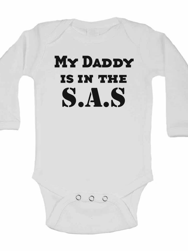 My Daddy is in The S.A.S - Babyvesten met lange mouwen voor wholesale door Little Ratbag