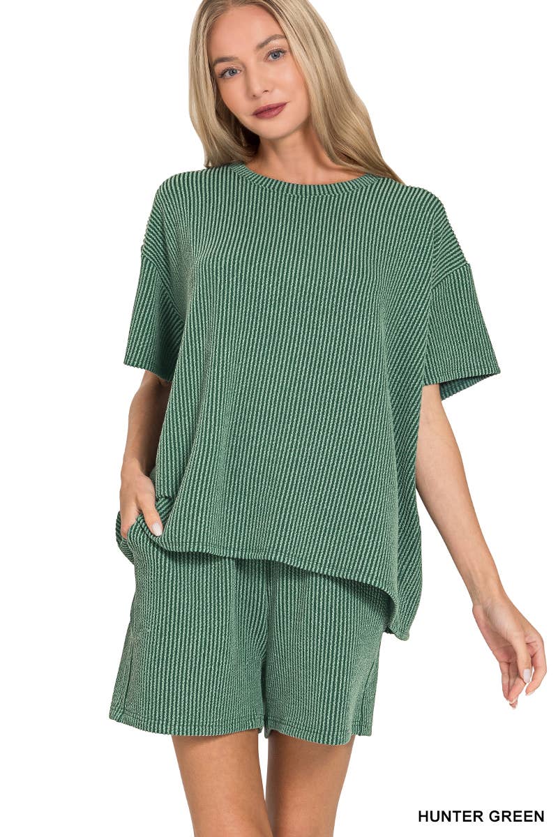 42POPS - Wholesale Lounge Set - Women's - ..Ribbed Short Sleeve Tee & Pants 2PC Set7