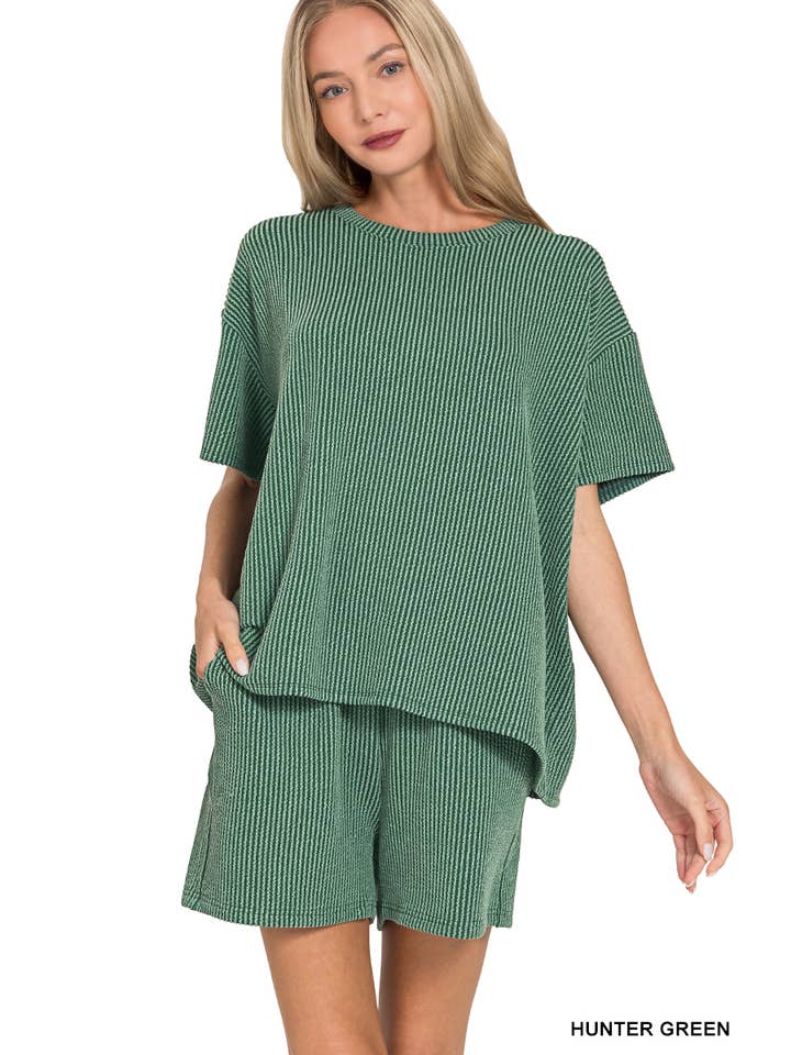 42POPS - Wholesale Lounge Set - Women's - ..Ribbed Short Sleeve Tee & Pants 2PC Set7