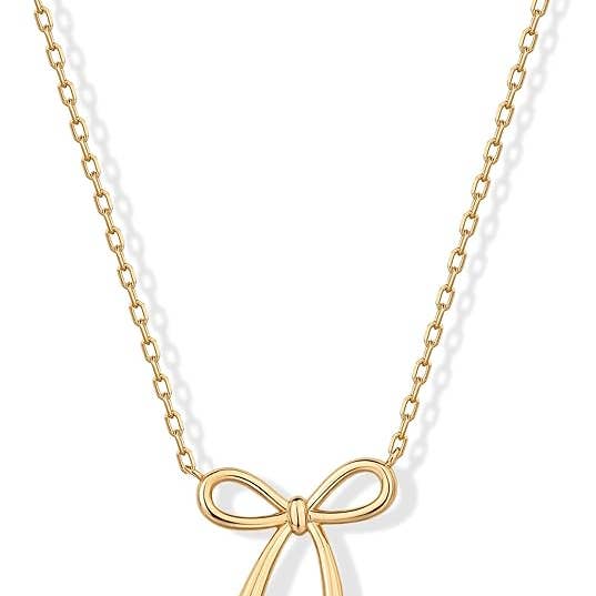 Faith & Life Christian Brands – wholesale Pendant/charm necklace – Dainty "Saved By Grace" 14k Gold Inspirational Bow Necklace2