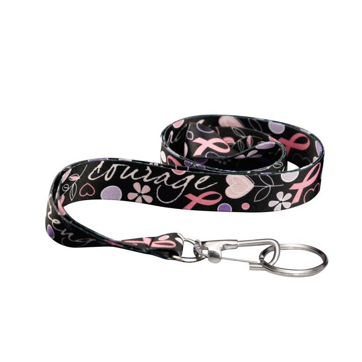 The Awareness Company - Wholesale Lanyard - Women's - Pink Ribbon Heart Ribbon Lanyards