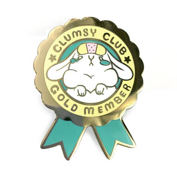 Épinglette en émail Clumsy Club Gold Member Bunny Rabbit pour la vente par Floral Frolic
