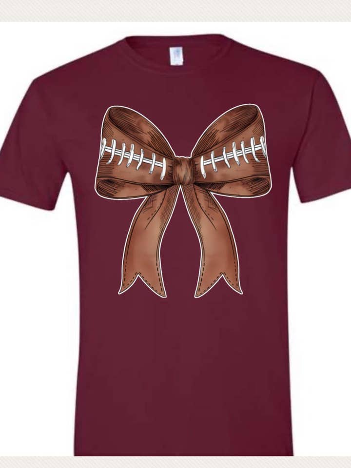 kate+james – wholesale Screen printed t-shirt – Women′s – Football Bow (CUSTOMIZE COLOR)